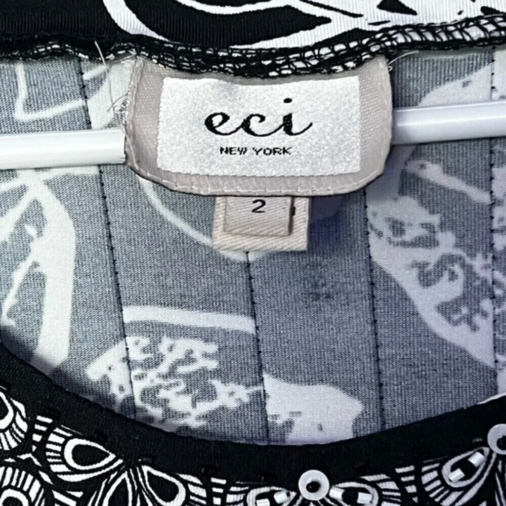 Women's Eci New York black white dress floral  size 2 - Picture 7 of 8